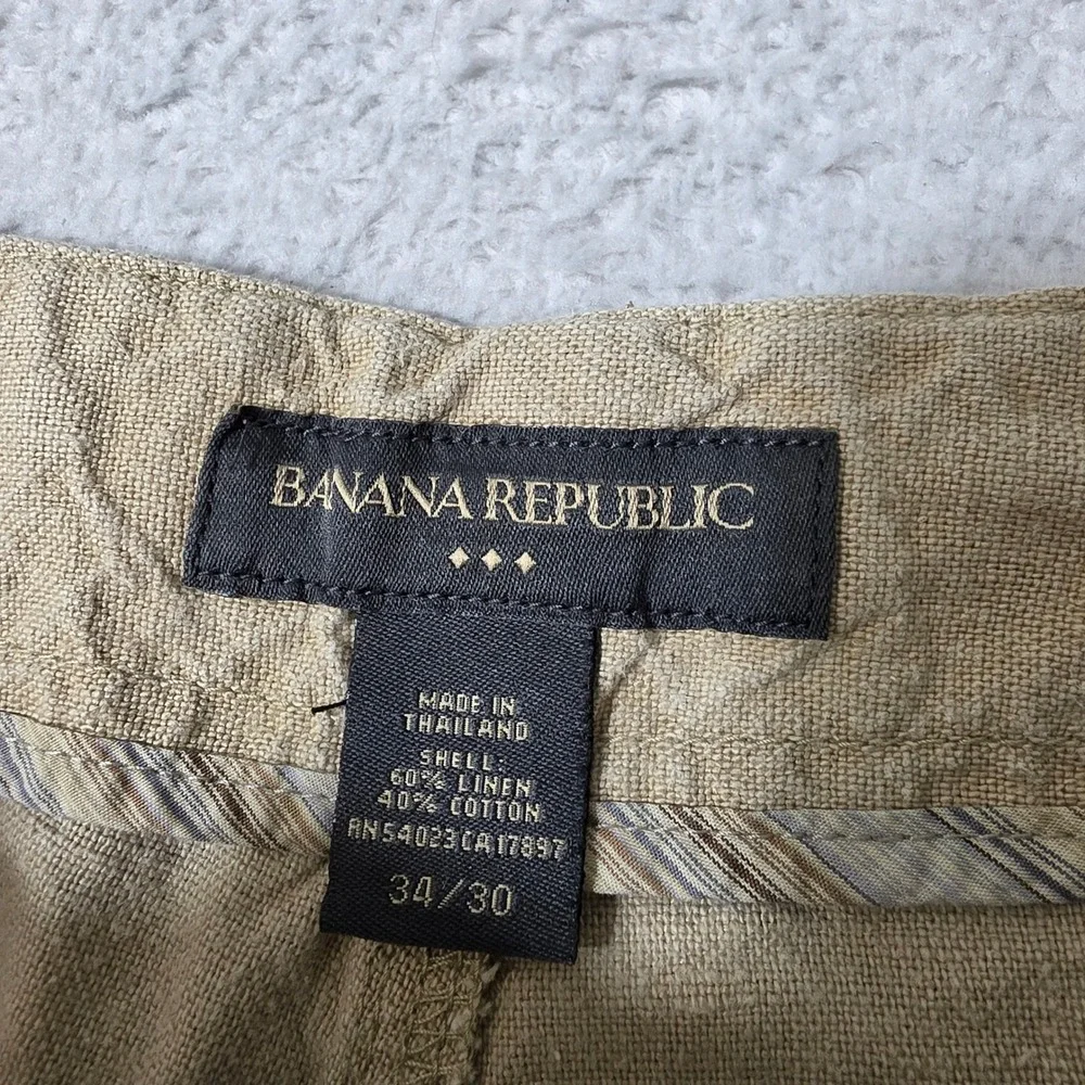 NEW Banana Republic Pants Mens 34/30 Tan Linen Blend Drawstring Heritage 34x30